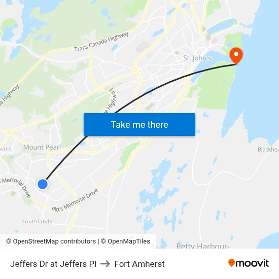 Jeffers Dr at Jeffers Pl to Fort Amherst map