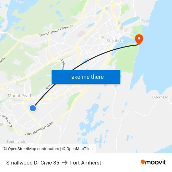 Smallwood Dr Civic 85 to Fort Amherst map