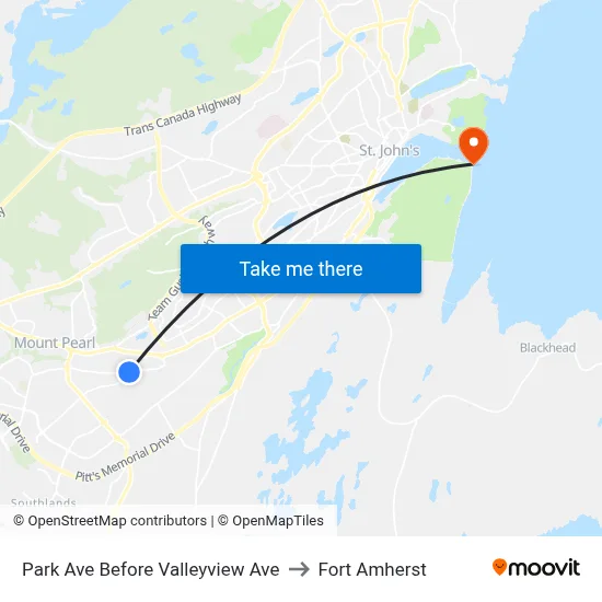 Park Ave Before Valleyview Ave to Fort Amherst map