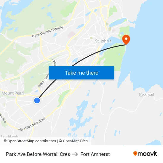 Park Ave Before Worrall Cres to Fort Amherst map
