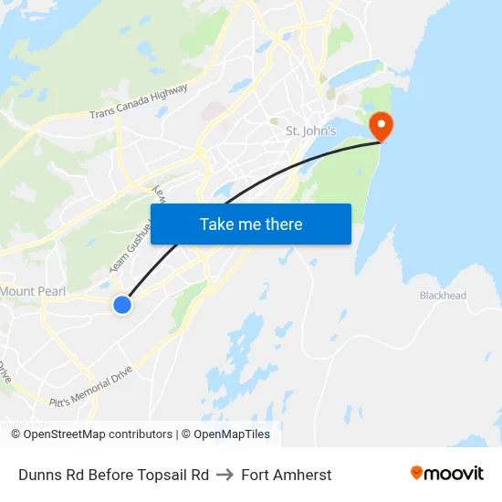 Dunns Rd Before Topsail Rd to Fort Amherst map