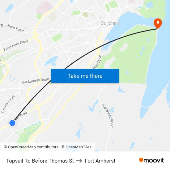 Topsail Rd Before Thomas St to Fort Amherst map