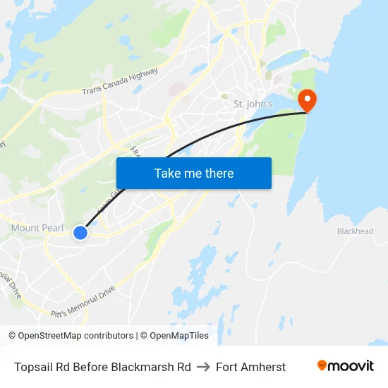 Topsail Rd Before Blackmarsh Rd to Fort Amherst map