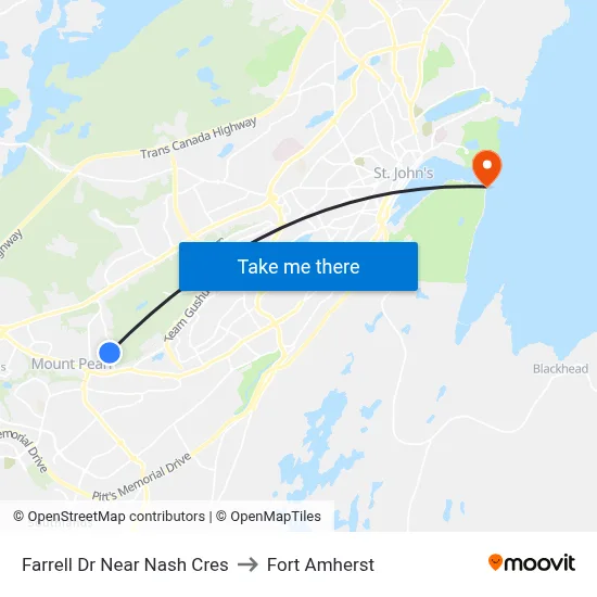 Farrell Dr Near Nash Cres to Fort Amherst map