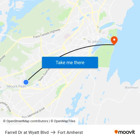 Farrell Dr at Wyatt Blvd to Fort Amherst map