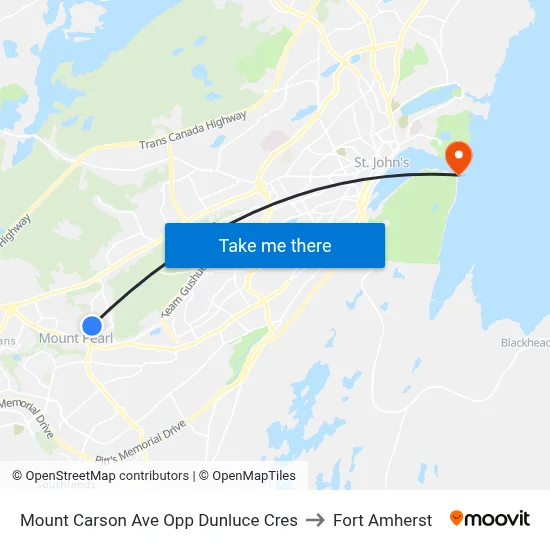 Mount Carson Ave Opp Dunluce Cres to Fort Amherst map