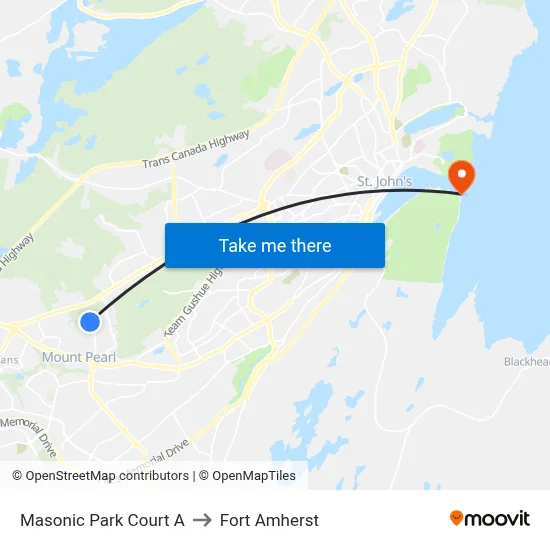 Masonic Park Court A to Fort Amherst map