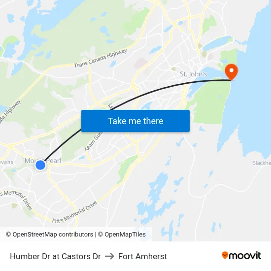 Humber Dr at Castors Dr to Fort Amherst map