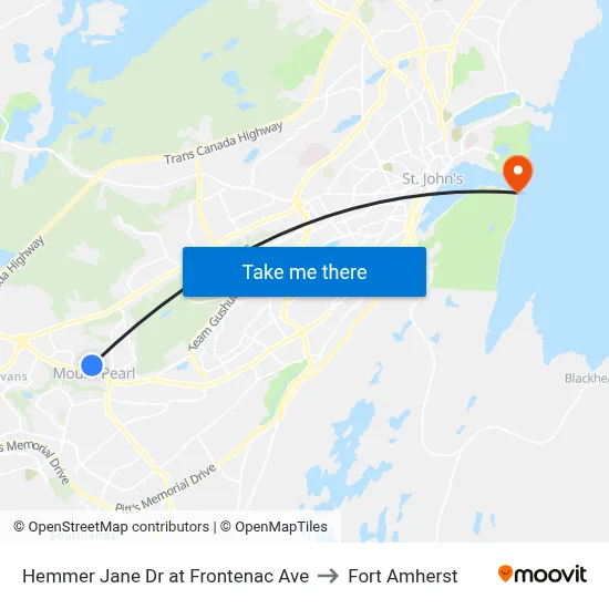 Hemmer Jane Dr at Frontenac Ave to Fort Amherst map