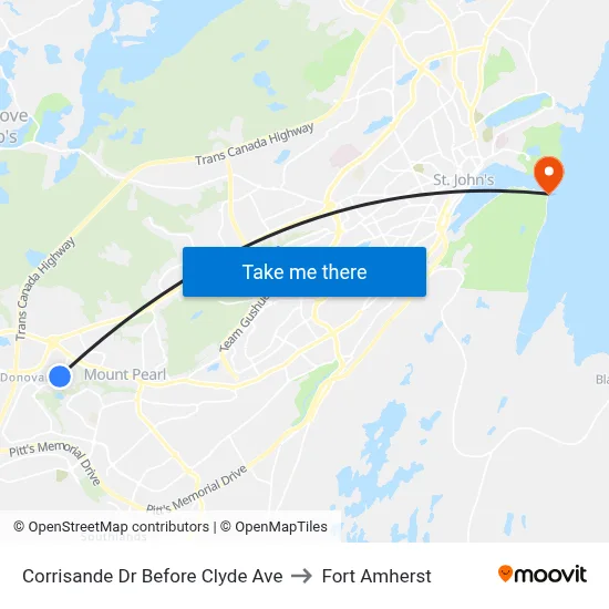 Corrisande Dr Before Clyde Ave to Fort Amherst map