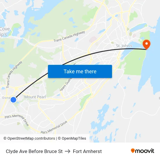 Clyde Ave Before Bruce St to Fort Amherst map