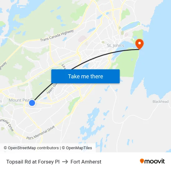 Topsail Rd at Forsey Pl to Fort Amherst map
