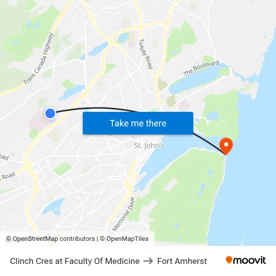 Clinch Cres at Faculty Of Medicine to Fort Amherst map