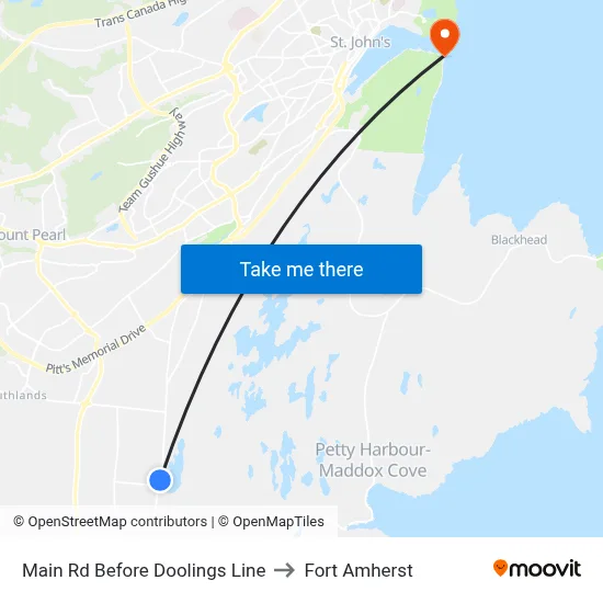 Main Rd Before Doolings Line to Fort Amherst map