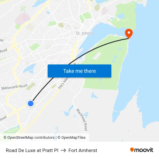 Road De Luxe at Pratt Pl to Fort Amherst map