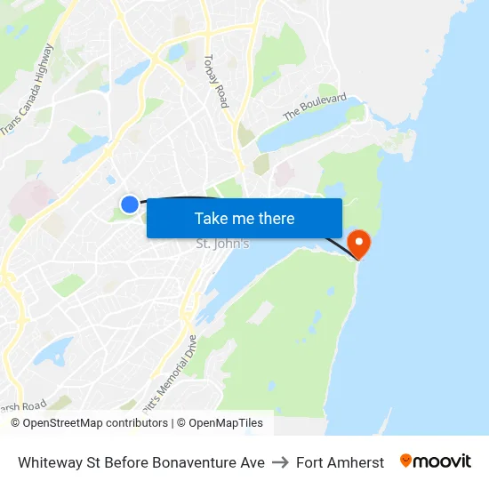 Whiteway St Before Bonaventure Ave to Fort Amherst map