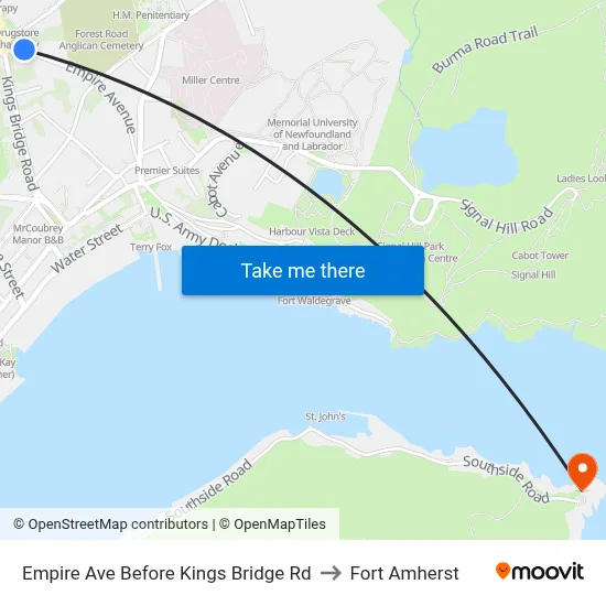Empire Ave Before Kings Bridge Rd to Fort Amherst map