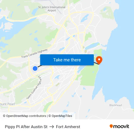 Pippy Pl After Austin St to Fort Amherst map