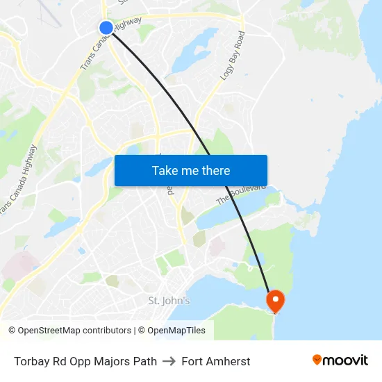 Torbay Rd Opp Majors Path to Fort Amherst map