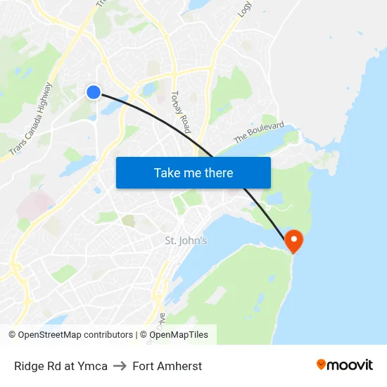 Ridge Rd at Ymca to Fort Amherst map