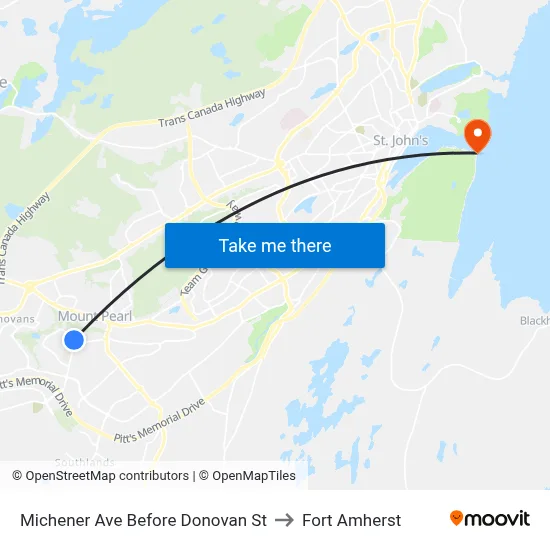 Michener Ave Before Donovan St to Fort Amherst map