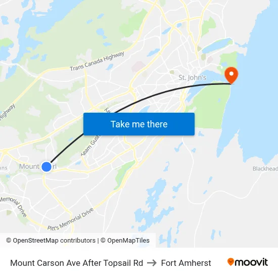 Mount Carson Ave After Topsail Rd to Fort Amherst map
