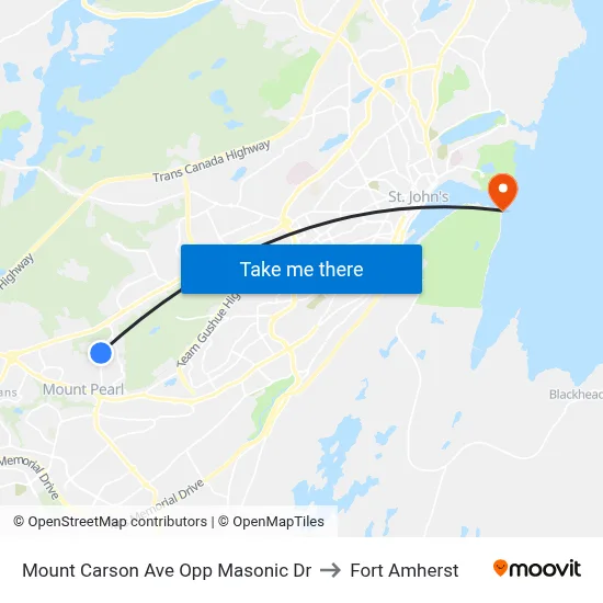 Mount Carson Ave Opp Masonic Dr to Fort Amherst map