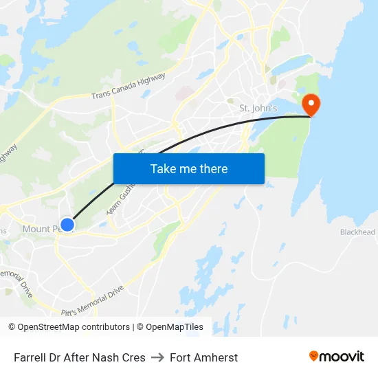 Farrell Dr After Nash Cres to Fort Amherst map