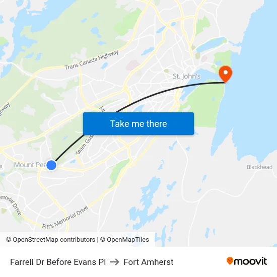 Farrell Dr Before Evans Pl to Fort Amherst map