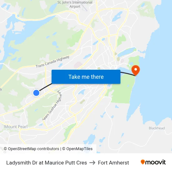 Ladysmith Dr at Maurice Putt Cres to Fort Amherst map