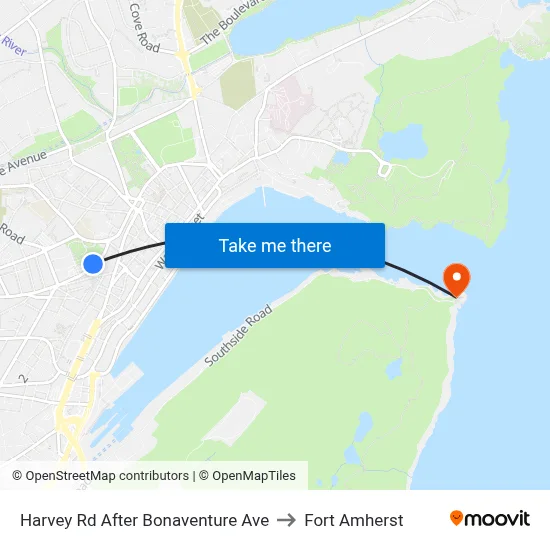 Harvey Rd After Bonaventure Ave to Fort Amherst map