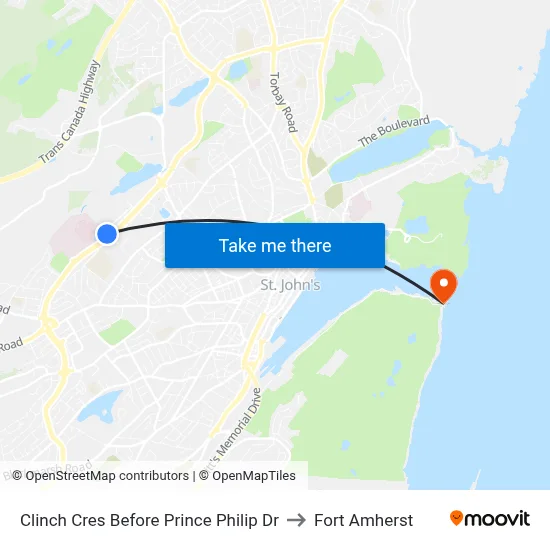 Clinch Cres Before Prince Philip Dr to Fort Amherst map