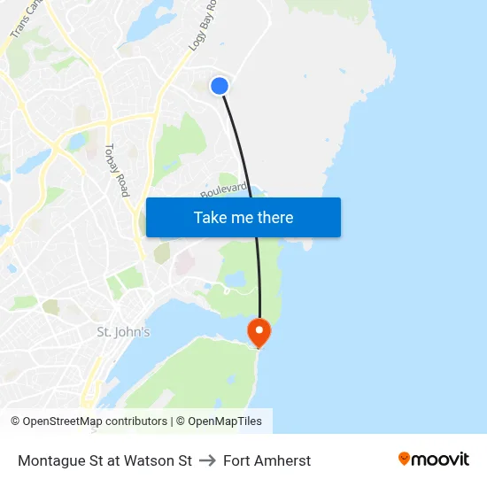 Montague St at Watson St to Fort Amherst map