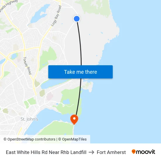 East White Hills Rd Near Rhb Landfill to Fort Amherst map