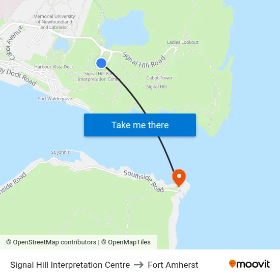Signal Hill Interpretation Centre to Fort Amherst map