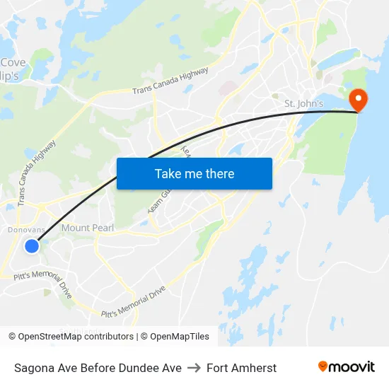 Sagona Ave Before Dundee Ave to Fort Amherst map