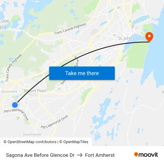 Sagona Ave Before Glencoe Dr to Fort Amherst map