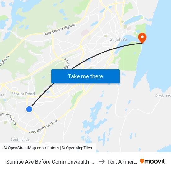Sunrise Ave Before Commonwealth Ave to Fort Amherst map