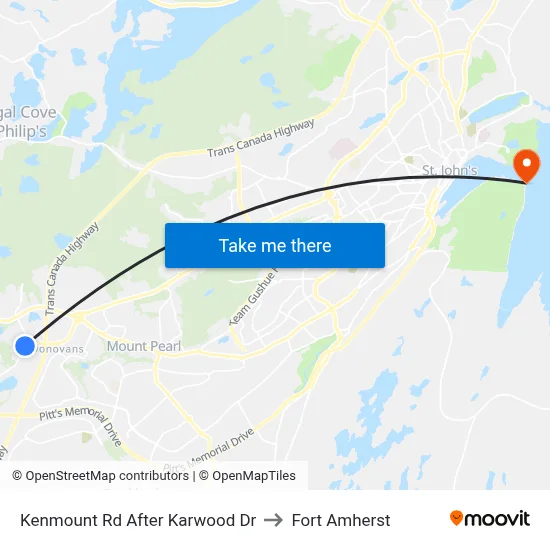 Kenmount Rd After Karwood Dr to Fort Amherst map