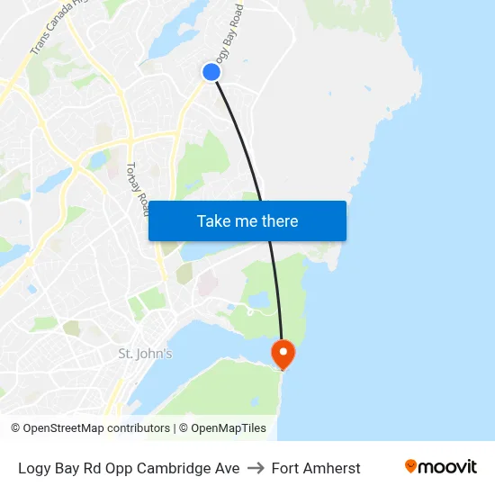 Logy Bay Rd Opp Cambridge Ave to Fort Amherst map