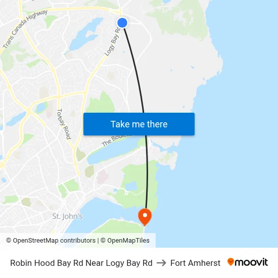 Robin Hood Bay Rd Near Logy Bay Rd to Fort Amherst map