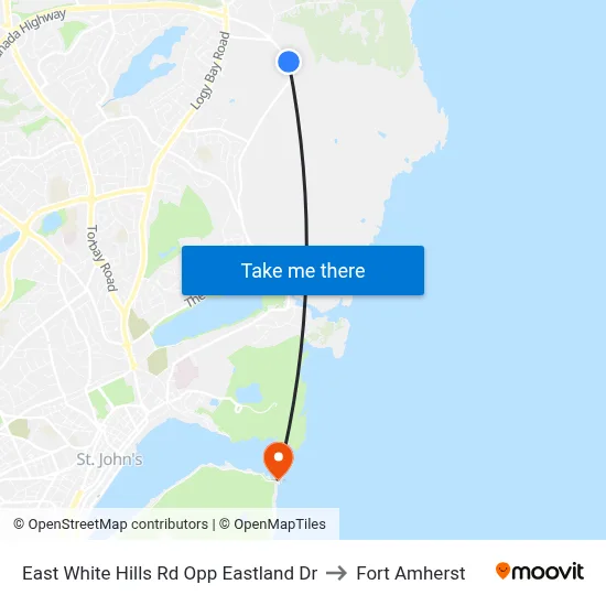 East White Hills Rd Opp Eastland Dr to Fort Amherst map