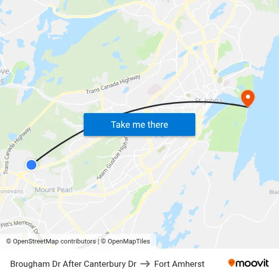 Brougham Dr After Canterbury Dr to Fort Amherst map