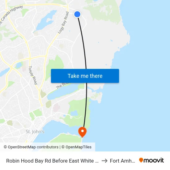 Robin Hood Bay Rd Before East White Hills Rd to Fort Amherst map