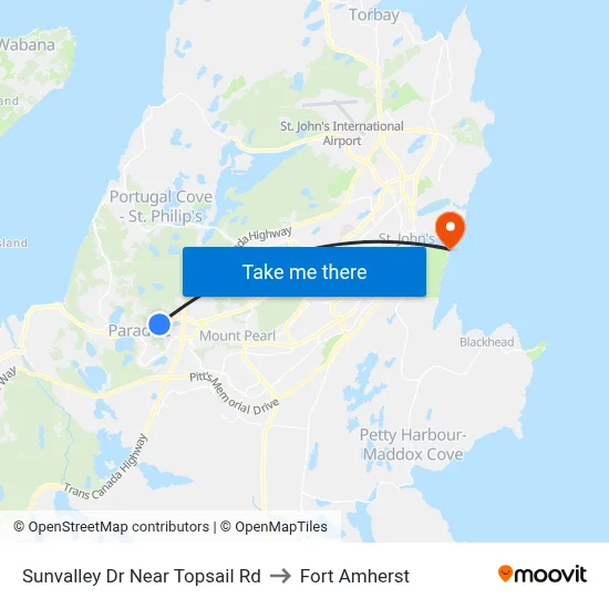 Sunvalley Dr Near Topsail Rd to Fort Amherst map