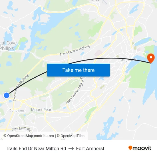 Trails End Dr Near Milton Rd to Fort Amherst map