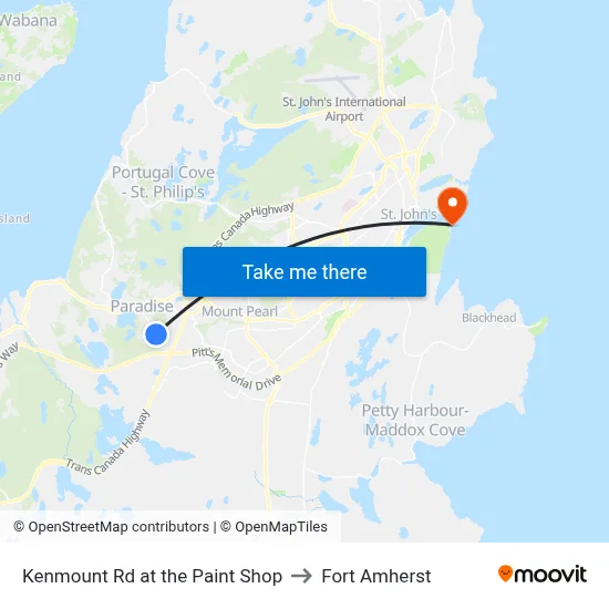 Kenmount Rd at the Paint Shop to Fort Amherst map