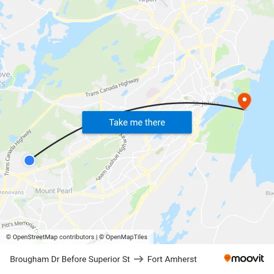 Brougham Dr Before Superior St to Fort Amherst map