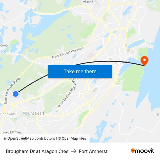 Brougham Dr at Aragon Cres to Fort Amherst map