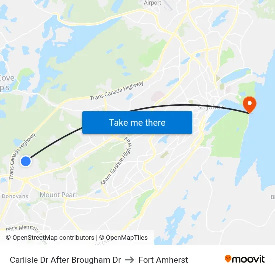Carlisle Dr After Brougham Dr to Fort Amherst map